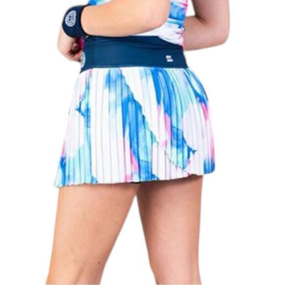 Bidi Badu Sz XS White Blue Pink Watercolor Inaya Plisse Tech Tennis Skirt Skort